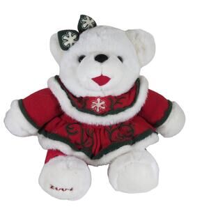 Dan Dee 2004 Christmas Teddy Bear Plush 10" Collector's Choice Red Green Dress
